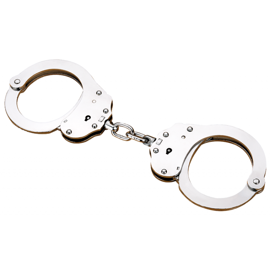 Double lock steel handcuffs With Chain - Silver