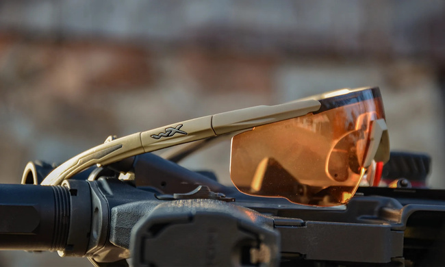 BALLISTIC SUNGLASSES - SABER ADVANCED - WILEY X - GREY/CLEAR/LIGHT RUST - Frame Matte Tan 