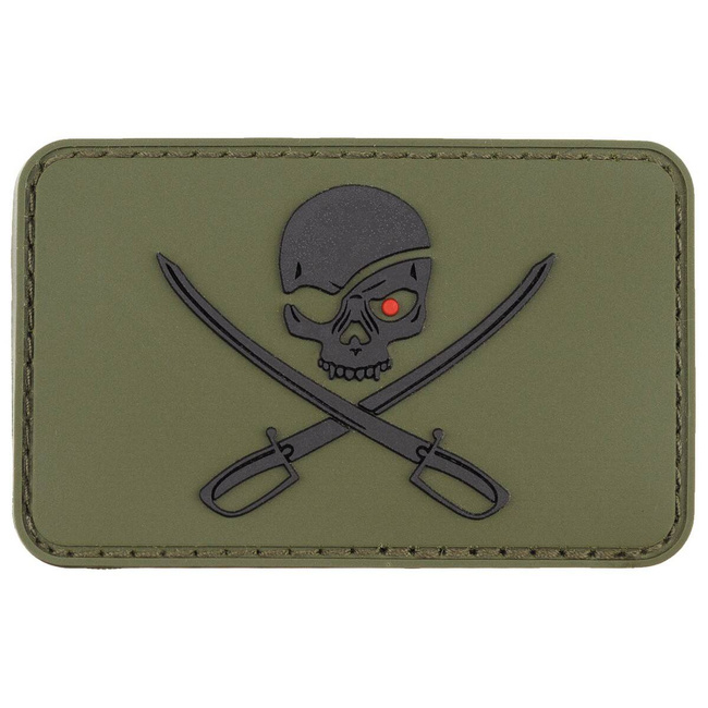 PATCH EMBLÉMA ''KOPONYA KARDOKKAL'' 3D - ZOLD OD - MFH