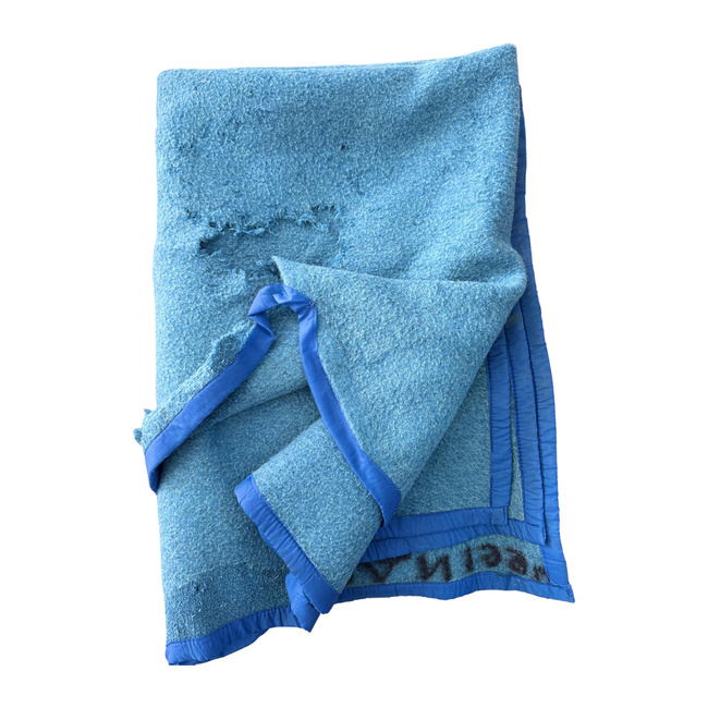 PURE WOOL VINTAGE BLANKET - 140x210 CM - ROMANIAN ARMY MILITARY SURPLUS - DEGRADED