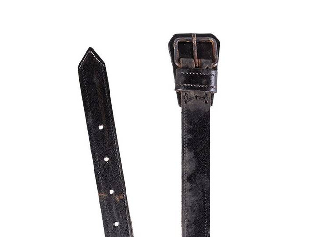 LEATHER STRAP FOR BERSAGLIERI HAT - BLACK - GENUINE ITALIAN MILITARY SURPLUS - USED