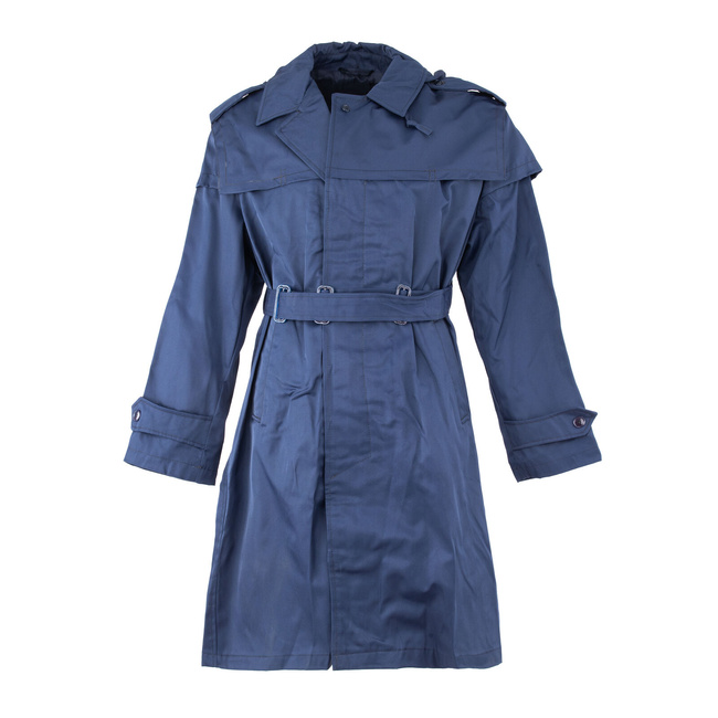 VÍZÁLLÓ TRENCH KABÁT - ROMÁN HADSEREG KATONAI FELESLEG - MINT ÚJ - SÖTÉTKÉK