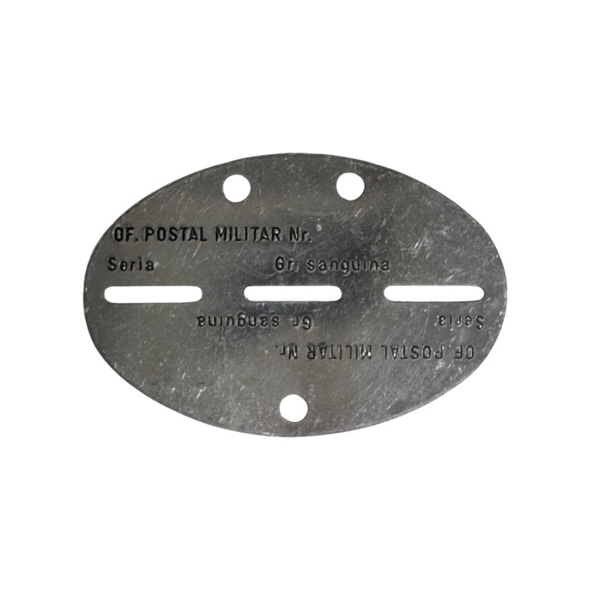 Azonosító Címke Lánc Nélkül - Dog Tag - Román Hadsereg Katonai Surplus - Ezüst Színű - Jó Állapotban