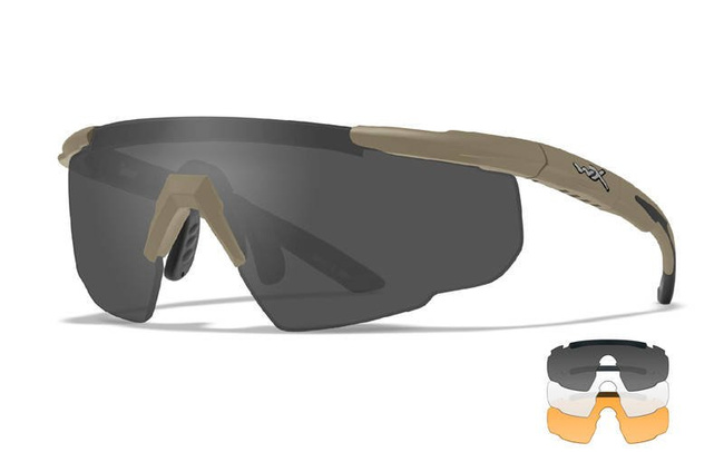 BALLISTIC SUNGLASSES - SABER ADVANCED - WILEY X - GREY/CLEAR/LIGHT RUST - Frame Matte Tan 