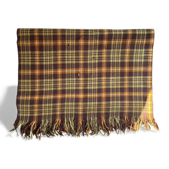 Wool Blanket with Fringed Edges - Vintage - 150x190 cm - Romanian Army Military Surplus - Used