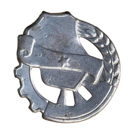 RANK INSIGNIA - LOGISTICS - ROMANIAN ARMY MILITARY SURPLUS - SILVER - IN GOOD CONDITION