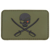 PATCH EMBLÉMA ''KOPONYA KARDOKKAL'' 3D - ZOLD OD - MFH