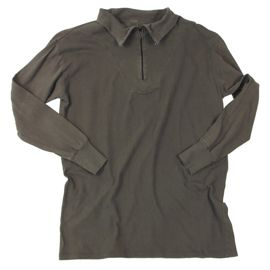 BW TRICOT SHIRT WITH ZIPPER - OD GREEN - MILITARY SURPLUS - USED
