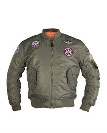 Gyerek MA1® pilóta Bomber dzseki, Felvarrókkal, OD