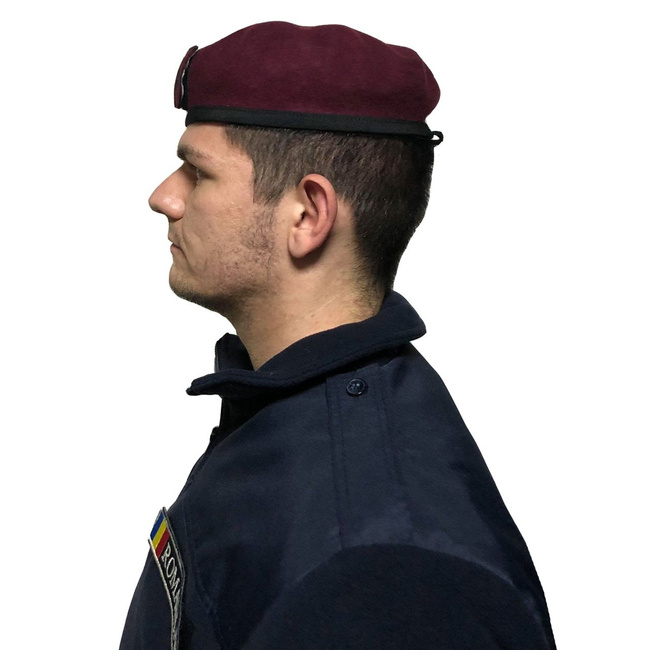 Beret with velcro Insignia - burgundy - textile