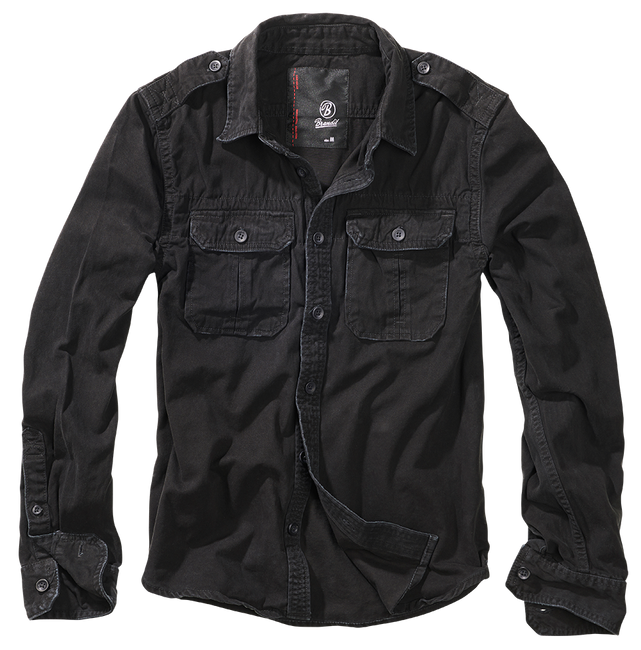 VINTAGE SHIRT - LONGSLEEVES - BLACK - BRANDIT
