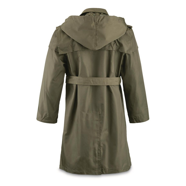 VÍZÁLLÓ TRENCH KABÁT - ROMÁN HADSEREG KATONAI FELESLEG - MINT ÚJ - OLÍVA ZÖLD