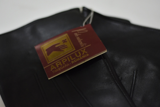 MEN'S LEATHER GLOVES - BLACK - MILITARY SURPLUS ROMANIAN ARMY - LIKE NEW