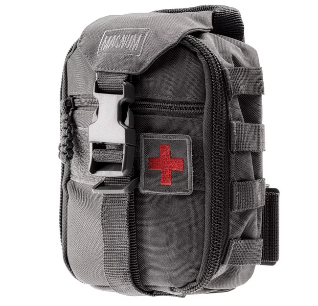 TOK "MOLLE" RENDSZERREL ELSŐSEGÉLYCSOMAGHOZ - 18x14x7 CM - Magnum® - SZÜRKE