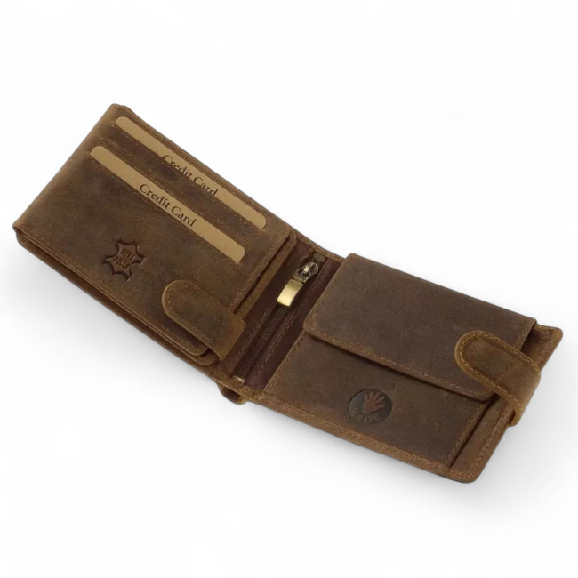 Leather Wallet for Hunters with Print - Deer - Brown - GreenDeed