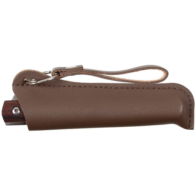 „SLIM” FOLDING KNIFE WITH WOODEN HANDLE AND SHEATH - FOX OUTDOOR®