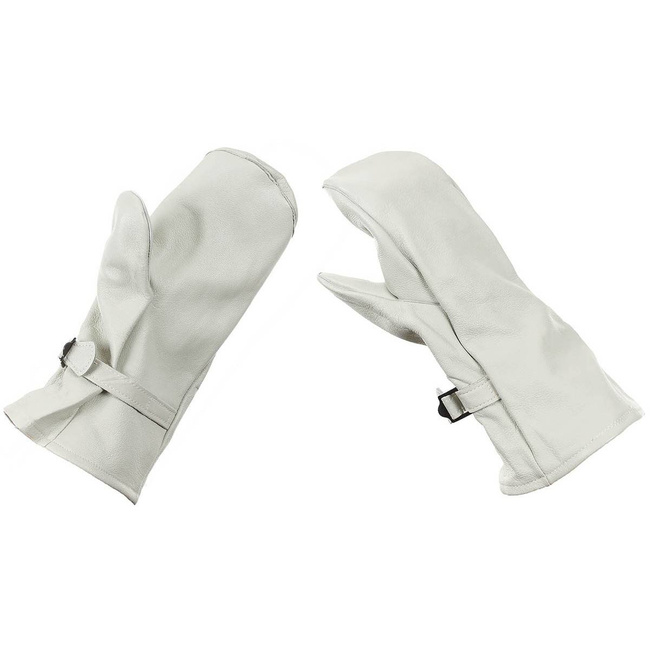 SWEDISH LEATHER MITTENS - WHITE - LIKE NEW