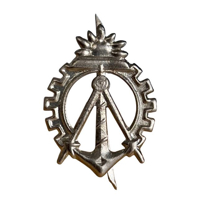 RANK INSIGNIA - GENIUS - ROMANIAN ARMY MILITARY SURPLUS - SILVER - IN GOOD CONDITION