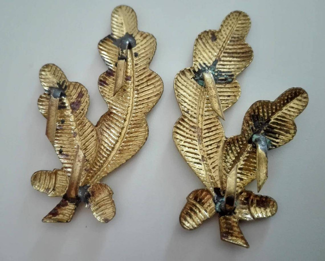 PÁR PETLITE - OFFICER RSR - KATONAI FELESLEG ROMÁN HADSEREG - ARANY - JÓ ÁLLAPOTBAN