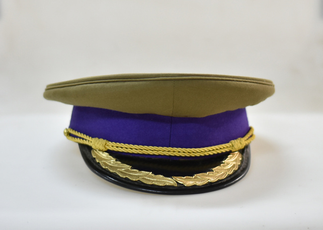 Non-Commissioned Officers Cap - Quartermaster - Ceremonial Model with Cord and Gold Embroidery - Romanian Army Military Surplus - Purple/OD Green - Good Condition