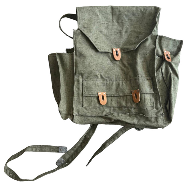 TEXTIL/BŐR SZERSZÁMTÁSKA - ZÖLD OD - ROMÁN HADSEREG KATONAI FELESLEG - HASZNÁLT