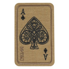 PIKK ÁSZ KÁRTYA (HÍMZETT) JELVÉNY - CORDURA - COYOTE - M-TAC