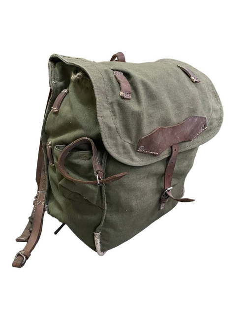 Military Rucksack- Cold War Romanian army (Canvas) - vintage rare - OD Green - Used