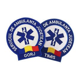 EMBLEMA AMBULANTA SAJ SPATE, CU APLICARE PRIN COASERE - ALBA