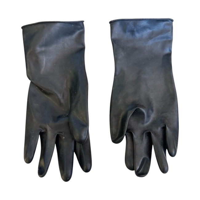 Rubber protective gloves - Romanian Army military surplus - Black - Used
