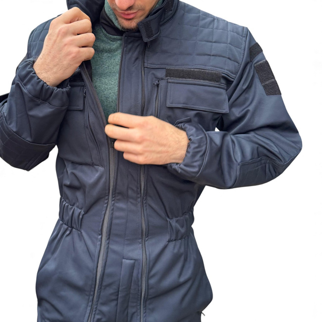 Winter Softshell Coverall For Gendarmes - With JANDARMERIA Patch And Tricolor Emblem - Navy Blue - Lecter Tactical