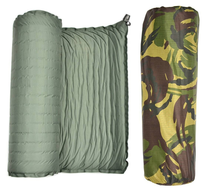 SELF- INFLATABLE SLEEPING PAD WITH COVER - DUTCH ARMY MILITARY SURPLUS - USED