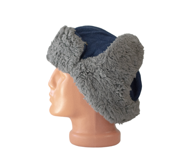 POSZTÓ SAPKA SZŐRMÉVEL - KÉK - KATONAI FELESLEG ROMÁN HADSEREG - HASZNÁLT