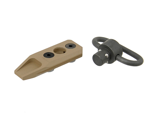 Quick detachable sling mount with pivot for Key-Mod handguard - Tan - Big Dragon