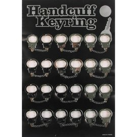 Key chain, ring, trinket, handcuffs, silver, 12 pcs/display
