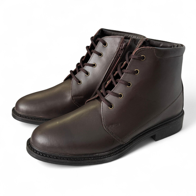 Laced Boots for Personnel, Students, and Cadets - LENOX - Brown