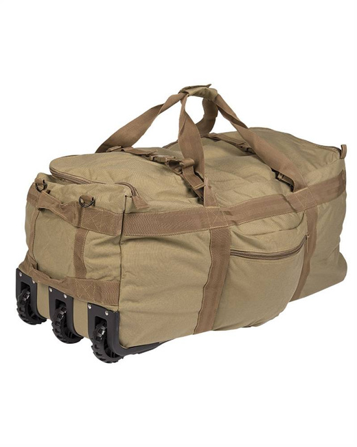 DUFFLE BAG WITH REMOVABLE BACKPACK STRAPS AND WHEELS - 118 L - Mil-Tec® - COYOTE