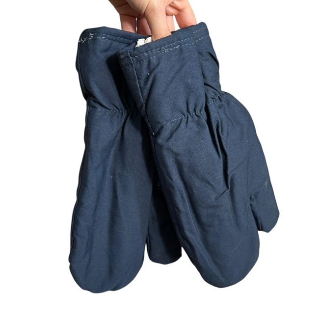 Béléses védőkesztyűk katonai tarpaulin anyagból, háromujjas – Román Katonai Surplus – Sötétkék – Jó állapotban