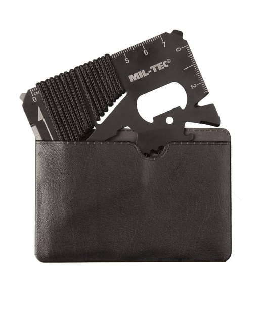 SURVIVAL  MULTI-TOOL CARD - WITH PARACORD AND CASE - Mil-Tec - BLACK
