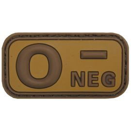 3D VELCRO PATCH - 5 x 2.5 CM - MFH® - BARNA/KHAKI - VÉRCSOPORT "0 NEG"