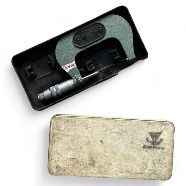 KÜLSŐ KATONAI MECHANIKUS MIKROMÉTER - 50-75 MM - ROMÁN HADSEREG KATONAI FELESLEG - JÓ ÁLLAPOTBAN