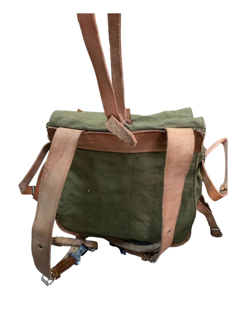 Katonai hátizsák- Hidegháborús román hadsereg (vászon) - vintage ritka - Zöld OD - Mint új