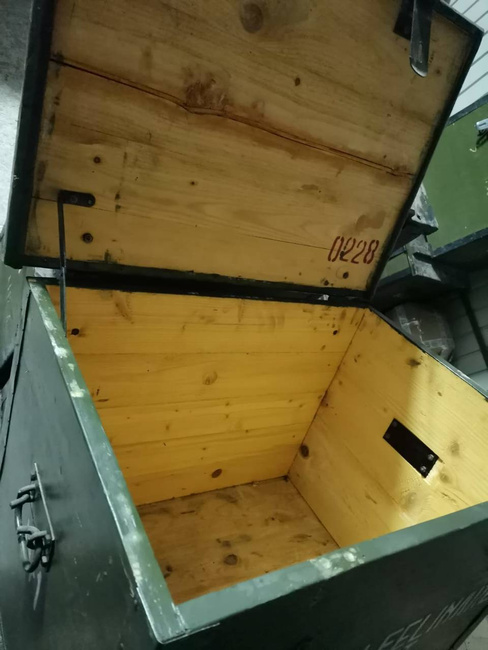 WOODEN MILITARY STORAGE CRATE - ROMANIAN ARMY SURPLUS - NO.1 - 73 x 54 x 57 CM