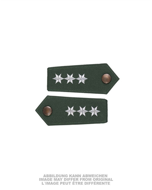 PAIR OF POLICE EPAULETTES – 3 STARS – OD GREEN/SILVER – WEST GERMAN FEDERAL POLICE – LIKE NEW