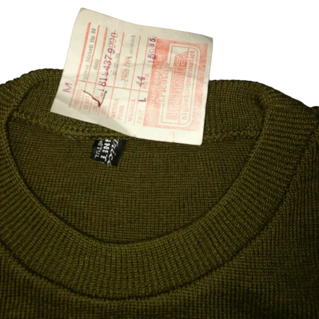 SWEATER KNITTED VEST M85 - ROMANIAN ARMY - OD - MILITARY SURPLUS - LIKE NEW