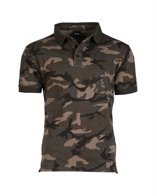 PRE-WASHED COTTON POLO SHIRT - Mil-Tec- WOODLAND