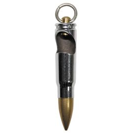 Key chain, ring, trinket, cartridge, bullet, "AK-47", silver, with bottle opener