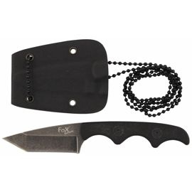 Knife, "Neck II", stonew., plastic sheath with chain