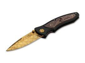Böker Manufaktur Solingen Tirpitz-Damascus Gold kés