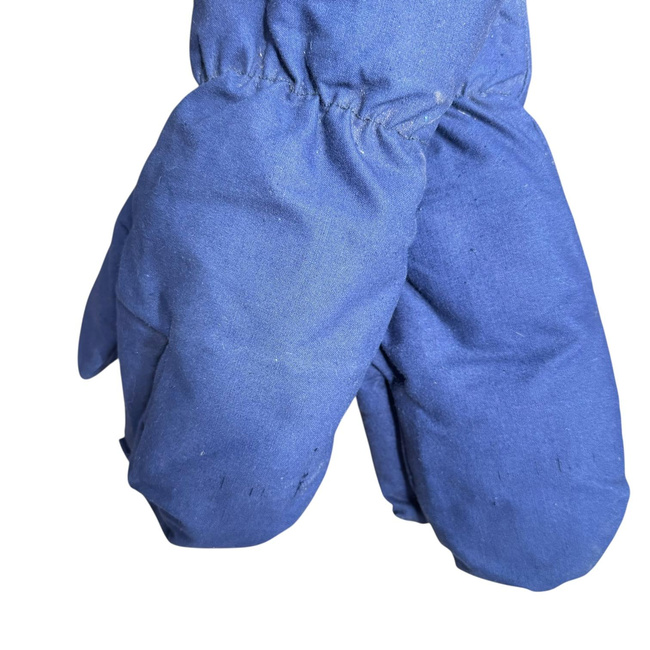 Béléses védőkesztyűk katonai tarpaulin anyagból, háromujjas – Román Katonai Surplus – Sötétkék – Jó állapotban