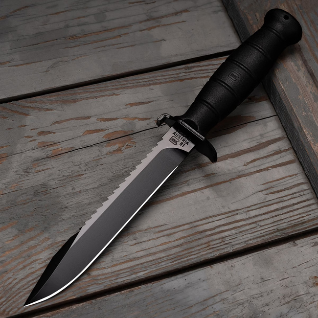 Glock FM81 military survival knife with serrated blade - Black